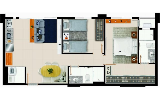 Planta do apto de 65 m² - 4B