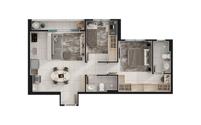 2 quartos com 1 suíte - 62m² - final 3A