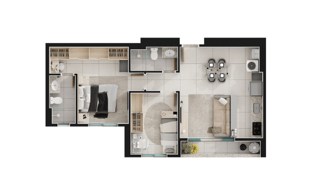 2 quartos com 1 suíte - 60m² - final 4B