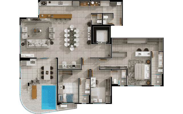 Penthouse 32° pavimento final 02 - 3 suítes - 190m²