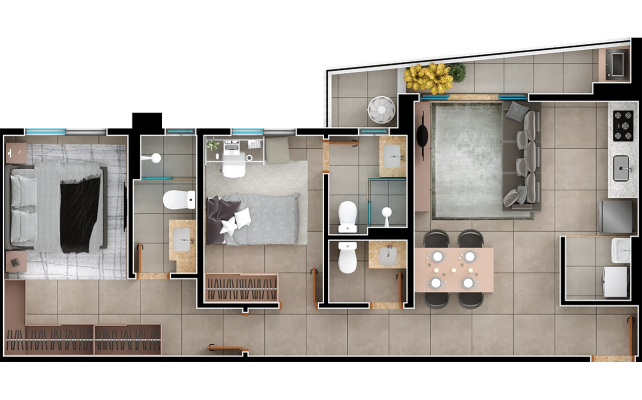 2 suítes - 74m² - final 03 B