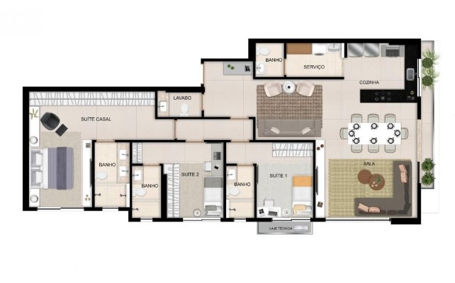 Planta Tipo 136m²