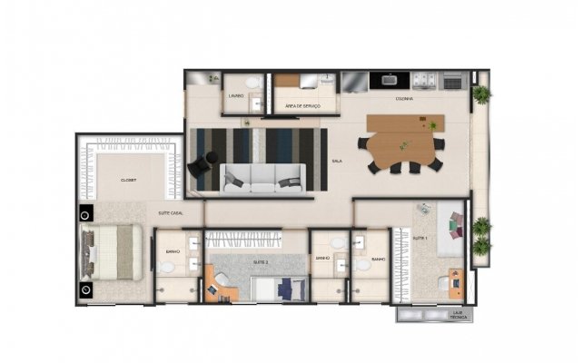 Planta Tipo 114m²