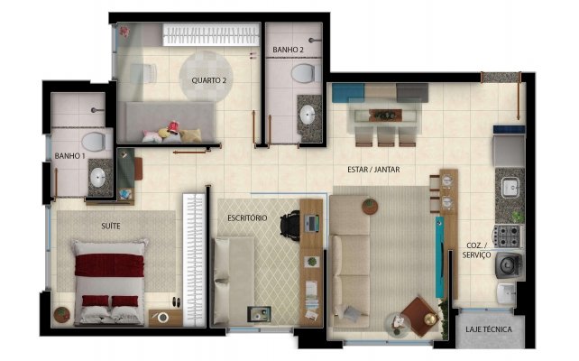 73 m² - Planta Versátil Office