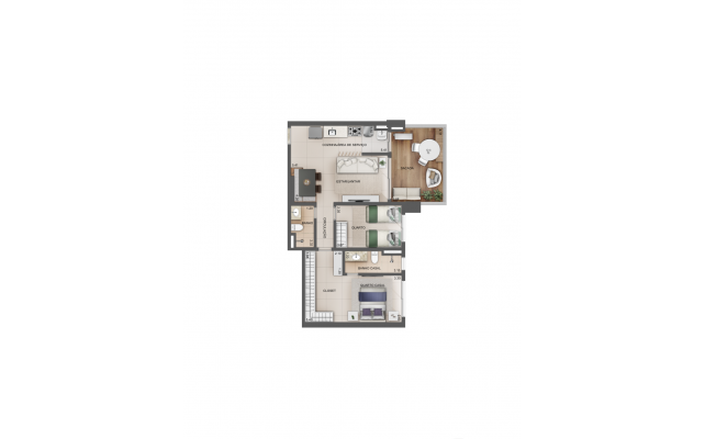 Planta 80m² - Final 03 com varanda