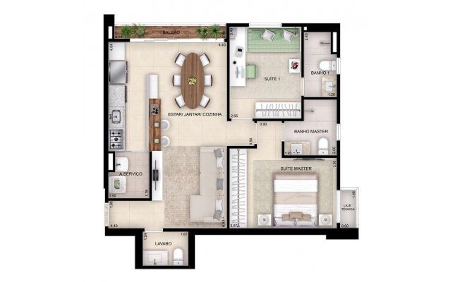 2 suítes - 72m²