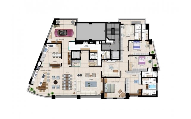 4 suítes - Planta tipo - 404 m²