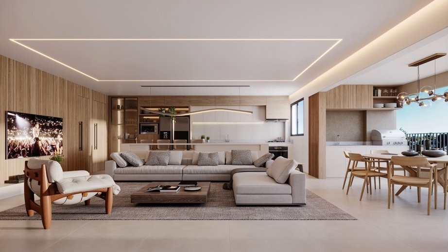 Sala 3 suítes 140m²