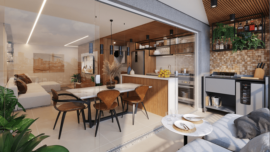 Sala 3 suítes - 100m²